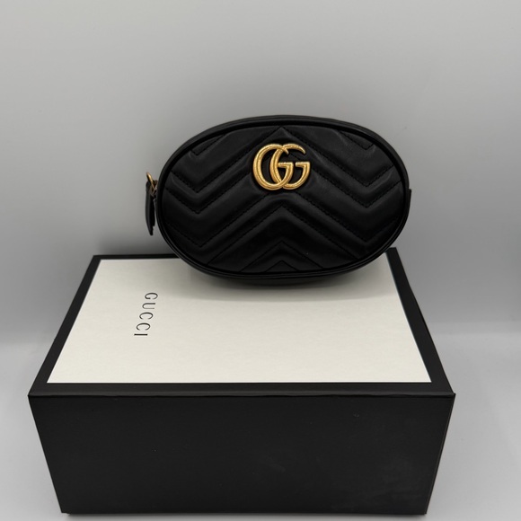 Gucci Handbags - Gucci GG Marmont Matelassé Belt Bag Black Leather Crossbody